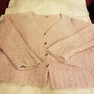 Pale pink large fluffy J Jill cardigan